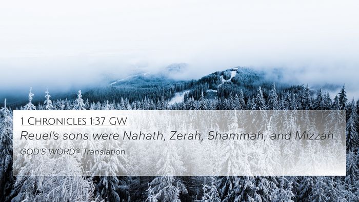 1 Chronicles 1:37 GW 4K Wallpaper - Reuel’s sons were Nahath, Zerah, Shammah, and - 4K Wallpaper Bible Verse