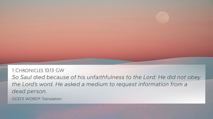 1 Chronicles 10:13 GW Bible Verse Image