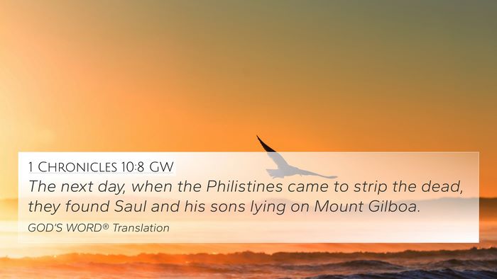 1 Chronicles 10:8 GW 4K Wallpaper - The next day, when the Philistines came to strip - 4K Wallpaper Bible Verse