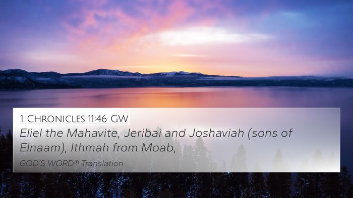 1 Chronicles 11:46 GW 4K Wallpaper - Eliel the Mahavite, Jeribai and Joshaviah (sons - 4K Wallpaper Bible Verse
