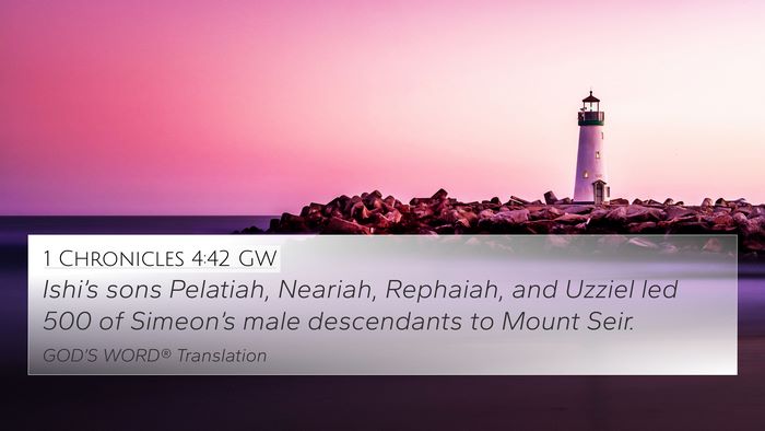 1 Chronicles 4:42 GW 4K Wallpaper - Ishi’s sons Pelatiah, Neariah, Rephaiah, and - 4K Wallpaper Bible Verse