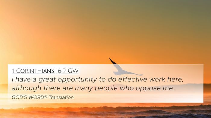 1 Corinthians 16:9 GW Bible Verse Image