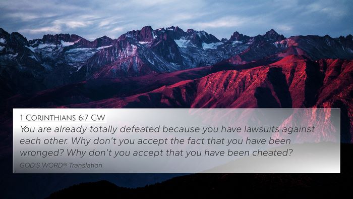 1 Corinthians 6:7 GW Bible Verse Image
