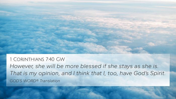 1 Corinthians 7:40 GW Bible Verse Image