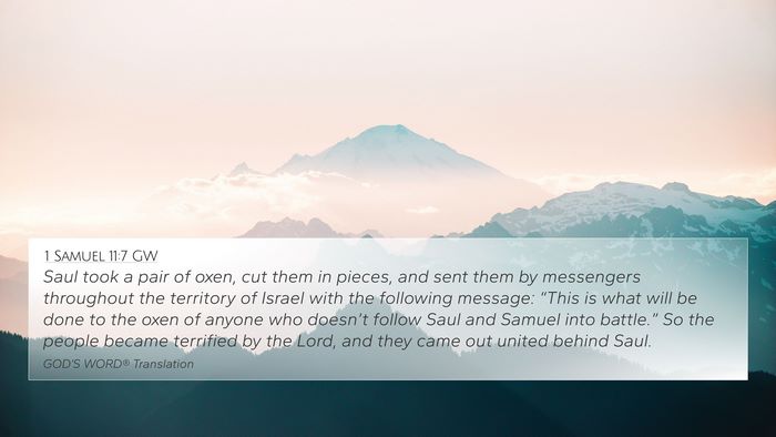1 Samuel 11:7 GW 4K Wallpaper - Saul took a pair of oxen, cut them in pieces, and - 4K Wallpaper Bible Verse