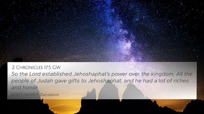 2 Chronicles 17:5 GW Bible Verse Image
