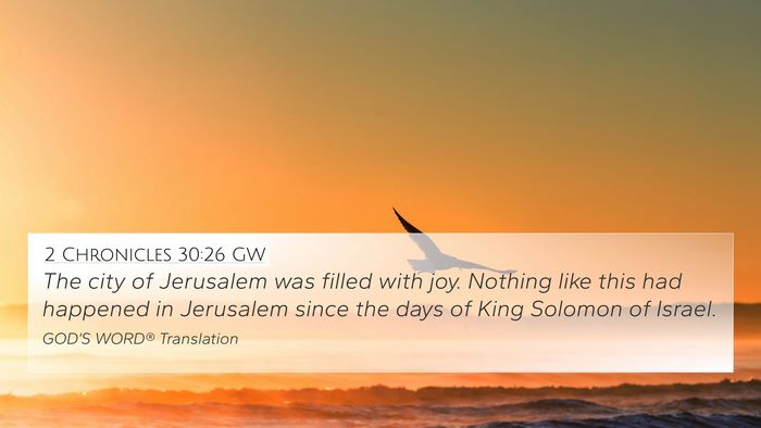 2 Chronicles 30:26 GW Bible Verse Image
