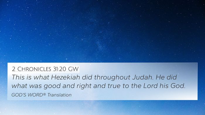 2 Chronicles 31:20 GW Bible Verse Image