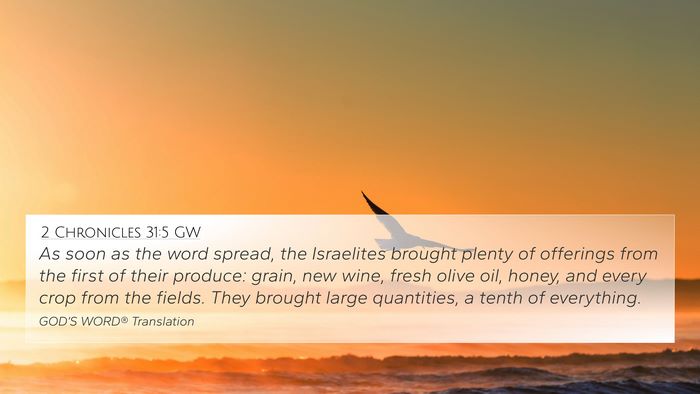 2 Chronicles 31:5 GW Bible Verse Image