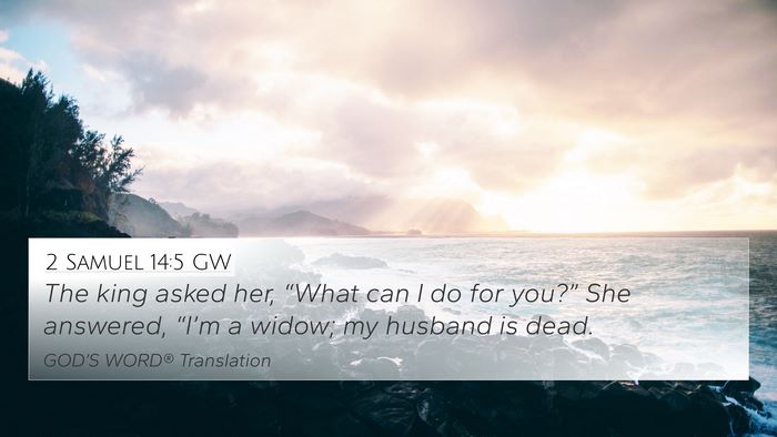 2 Samuel 14:5 GW 4K Wallpaper - The king asked her, “What can I do for you?” - 4K Wallpaper Bible Verse