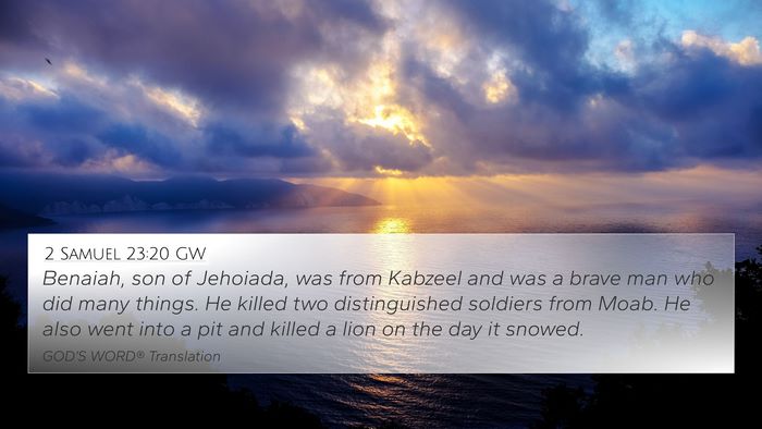 2 Samuel 23:20 GW Bible Verse Image