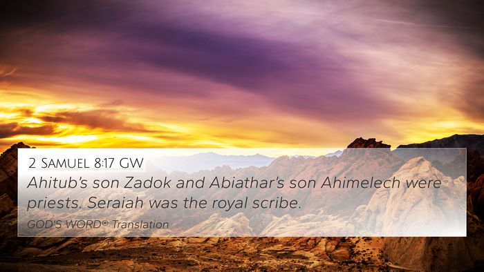 2 Samuel 8:17 GW 4K Wallpaper - Ahitub’s son Zadok and Abiathar’s son - 4K Wallpaper Bible Verse