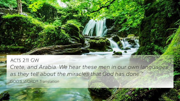 Acts 2:11 GW Bible Verse Image