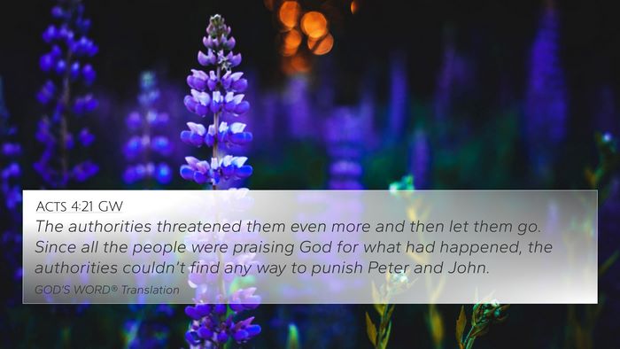 Acts 4:21 GW Bible Verse Image