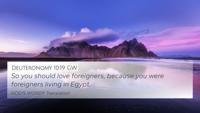 Deuteronomy 10:19 GW Bible Verse Image