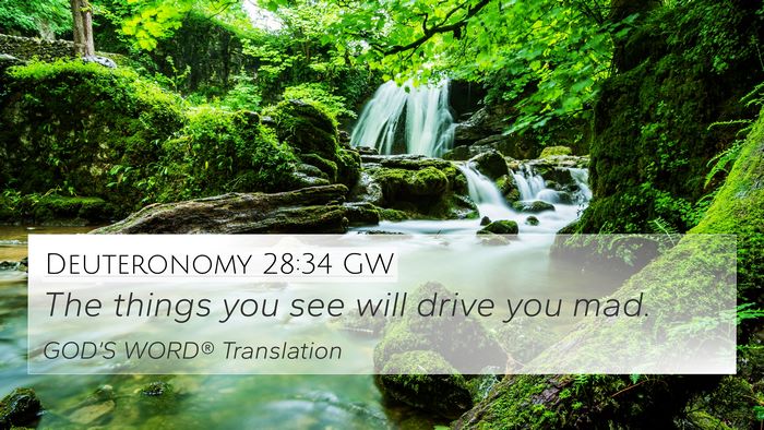 Deuteronomy 28:34 GW Bible Verse Image