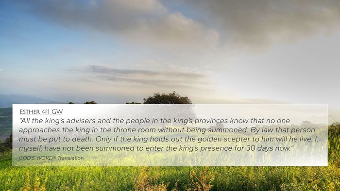 Esther 4:11 GW Bible Verse Image