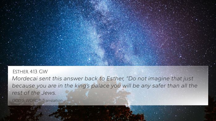 Esther 4:13 GW Bible Verse Image