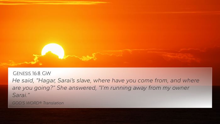 Genesis 16:8 GW Bible Verse Image