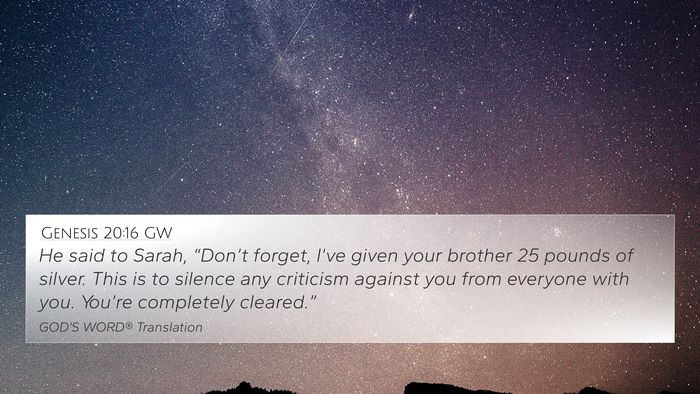 Genesis 20:16 GW Bible Verse Image