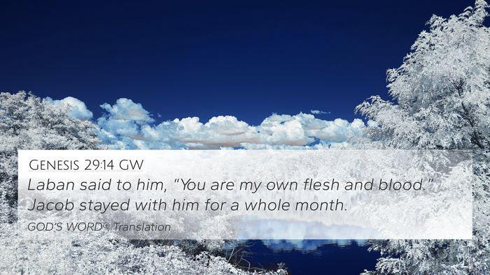 Genesis 29:14 GW Bible Verse Image