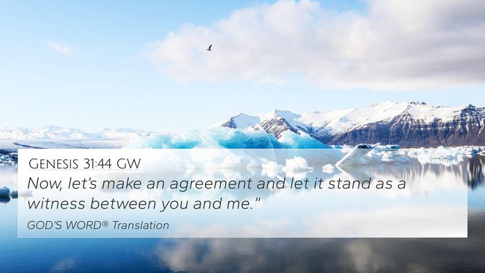 Genesis 31:44 GW Bible Verse Image