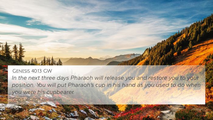 Genesis 40:13 GW Bible Verse Image