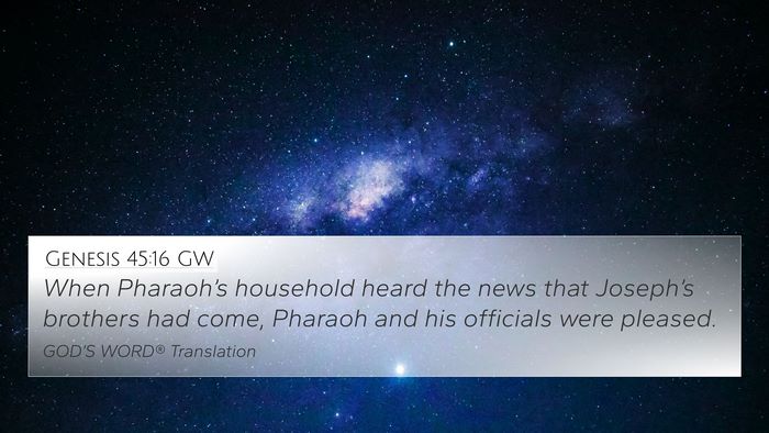Genesis 45:16 GW Bible Verse Image