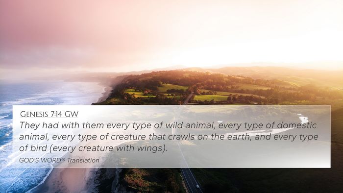 Genesis 7:14 GW 4K Wallpaper - They had with them every type of wild animal, - 4K Wallpaper Bible Verse