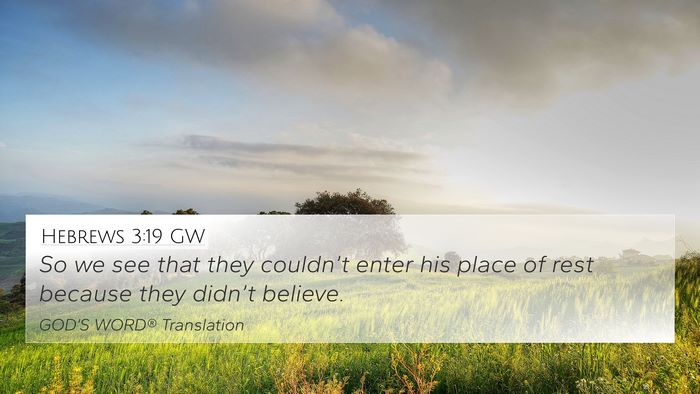 Hebrews 3:19 GW Bible Verse Image