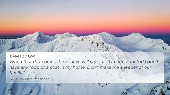 Isaiah 3:7 GW 4K Wallpaper - When that day comes the relative will cry out, - 4K Wallpaper Bible Verse