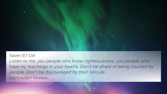 Isaiah 51:7 GW Bible Verse Image