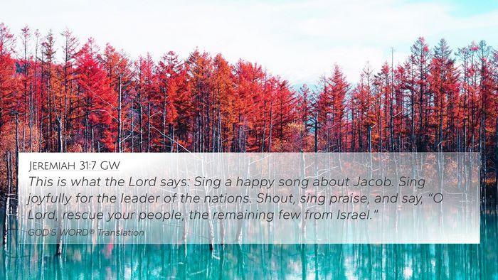 Jeremiah 31:7 GW Bible Verse Image