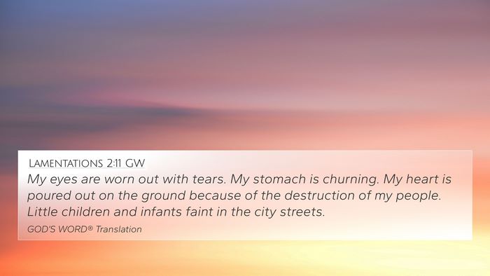 Lamentations 2:11 GW Bible Verse Image