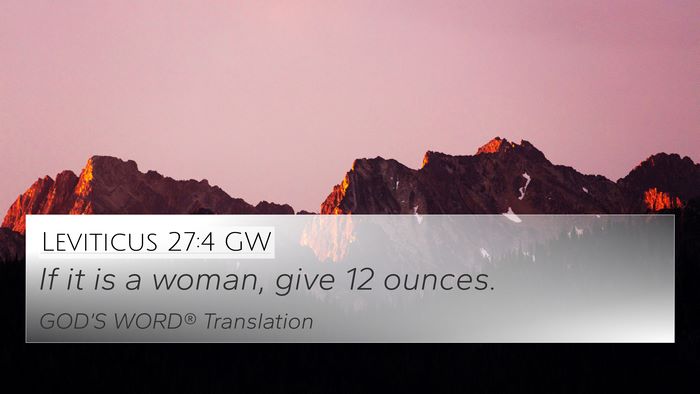 Leviticus 27:4 GW 4K Wallpaper - If it is a woman, give 12 - 4K Wallpaper Bible Verse
