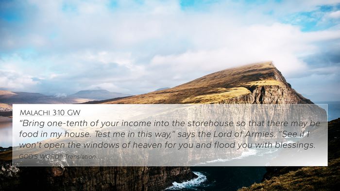 Malachi 3:10 GW Bible Verse Image