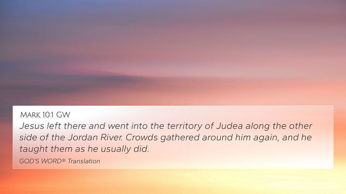 Mark 10:1 GW Bible Verse Image
