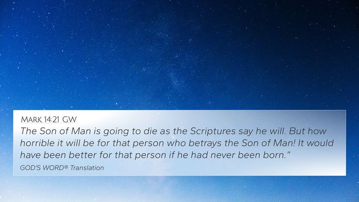 Mark 14:21 GW 4K Wallpaper - The Son of Man is going to die as the Scriptures - 4K Wallpaper Bible Verse