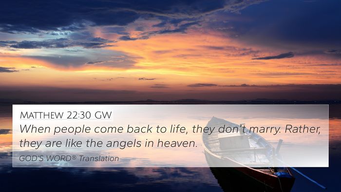 Matthew 22:30 GW Bible Verse Image