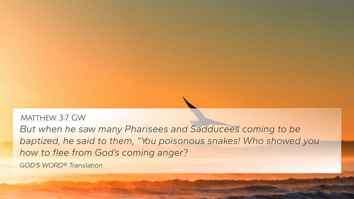 Matthew 3:7 GW Bible Verse Image