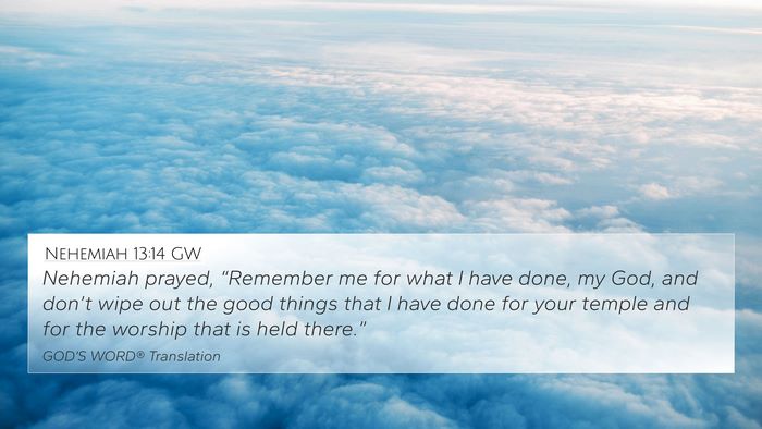 Nehemiah 13:14 GW Bible Verse Image