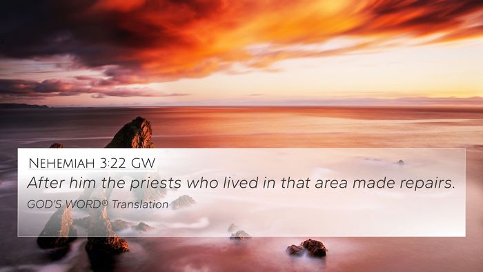 Nehemiah 3:22 GW 4K Wallpaper - After him the priests who lived in that area made - 4K Wallpaper Bible Verse