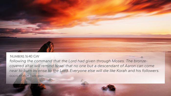 Numbers 16:40 GW Bible Verse Image