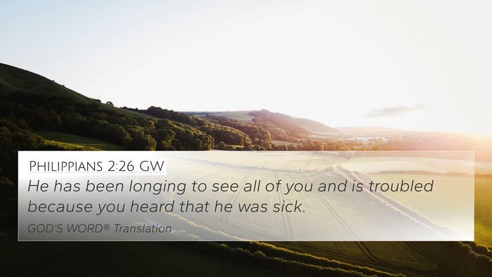 Philippians 2:26 GW Bible Verse Image