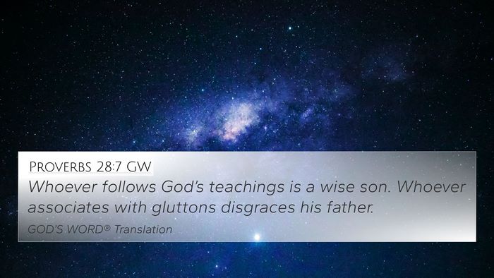 Proverbs 28:7 GW 4K Wallpaper - Whoever follows God’s teachings is a wise son. - 4K Wallpaper Bible Verse