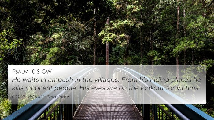 Psalm 10:8 GW Bible Verse Image