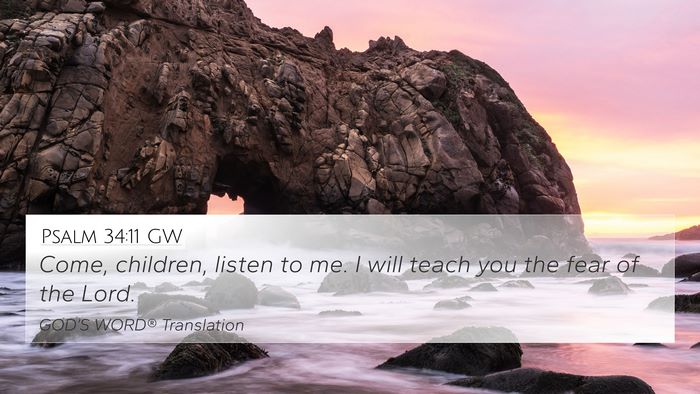 Psalm 34:11 GW Bible Verse Image
