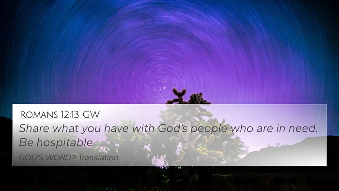 Romans 12:13 GW Bible Verse Image