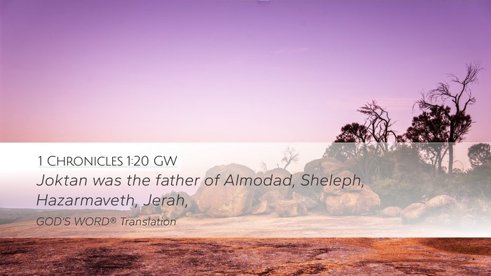 1 Chronicles 1:20 GW Desktop Wallpaper - Joktan was the father of Almodad, Sheleph, - Desktop Bible Verse Wallpaper