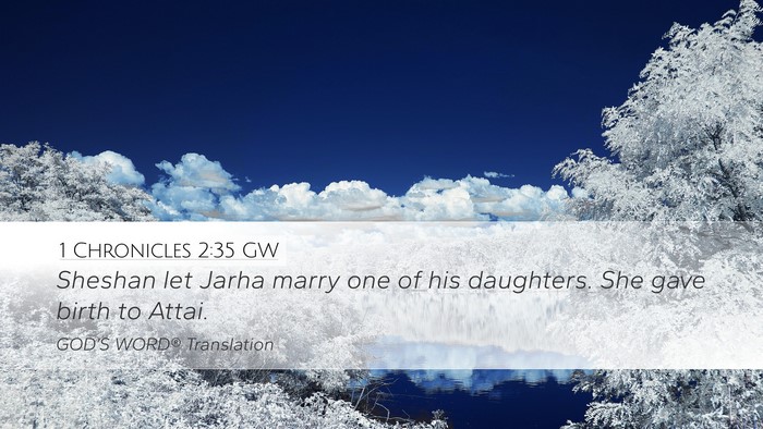 1 Chronicles 2:35 GW Desktop Wallpaper - Sheshan let Jarha marry one of his daughters. She - Desktop Bible Verse Wallpaper